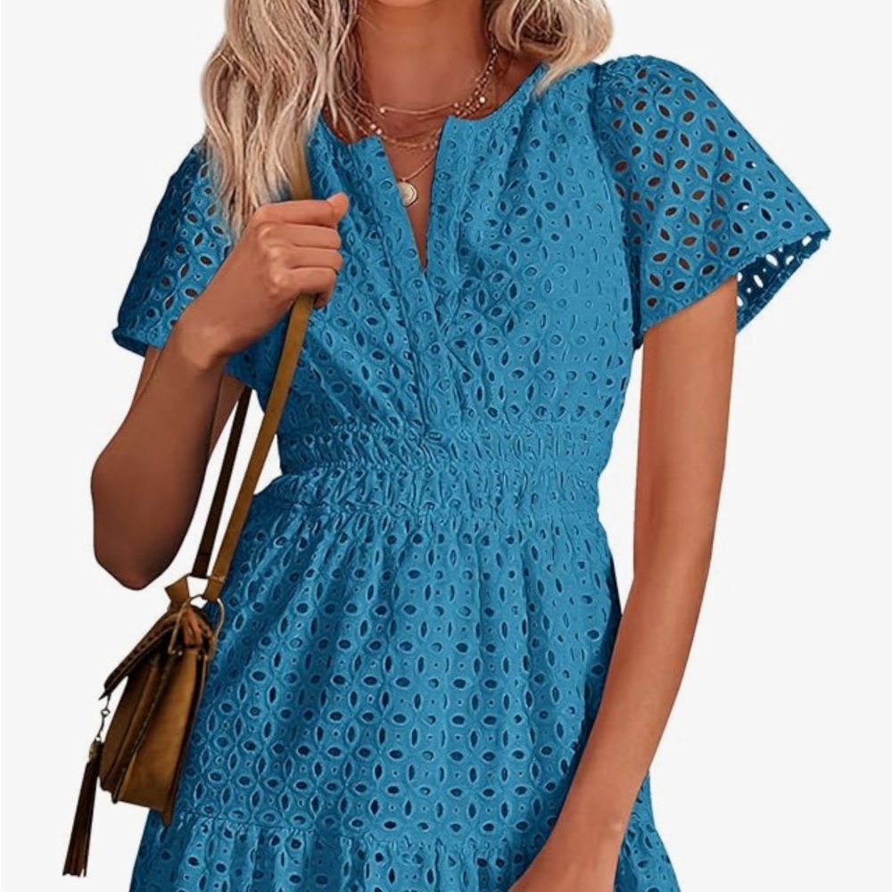 NWT cotton eyelet above the knee dress from Amazon size m - Picture 2 of 16